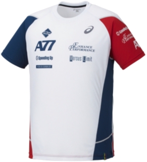 【ASICS/アシックス】 A77 Tシャツ ホワイトxハイレッド メンズ アシックス